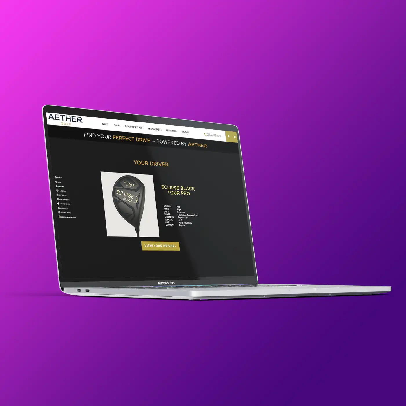 Desktop view of the recommended driver