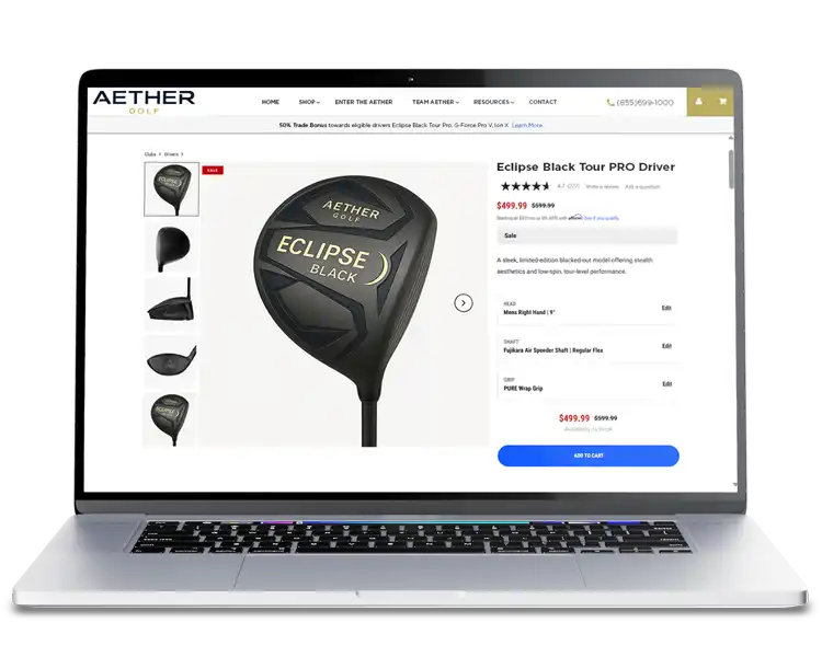 Purchase page for the recommended product