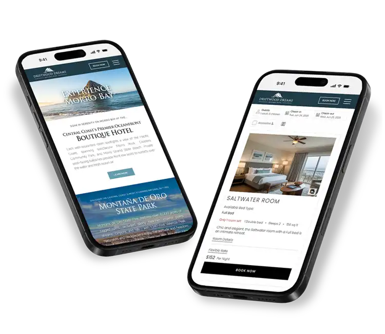 Mobile versions of the new Driftwood Dreams website