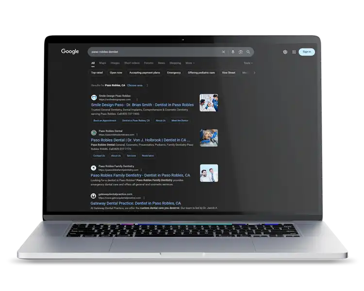 Webjutsu's SEO efforts placed Smile Designs Paso Robles in a winning position for targeted keywords